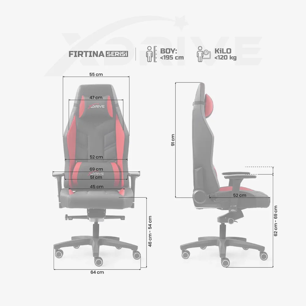 xDrive FIRTINA Professional Gaming Chair Red/Black - 4