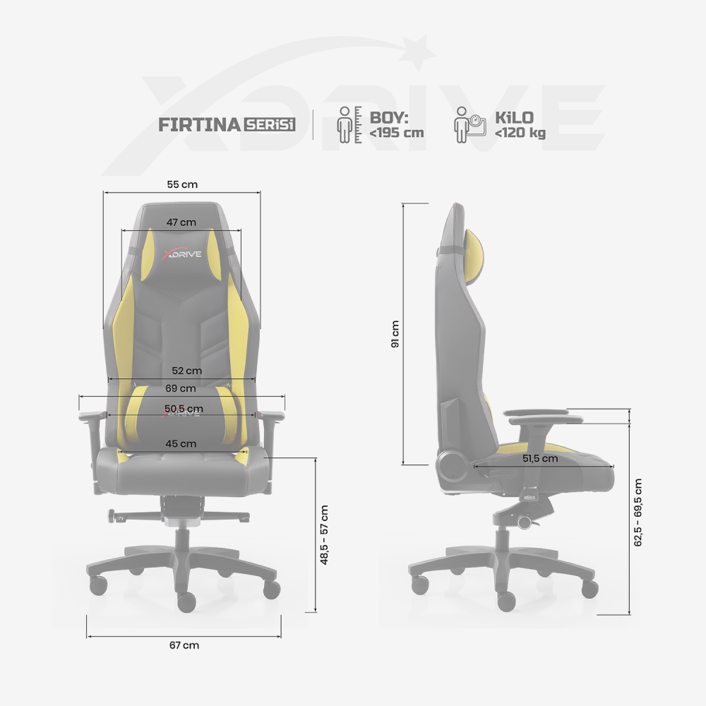xDrive FIRTINA Professional Gaming Chair Yellow/Black - 4