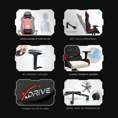 xDrive GOKTURK Professional Gaming Chair Black/Black - 10