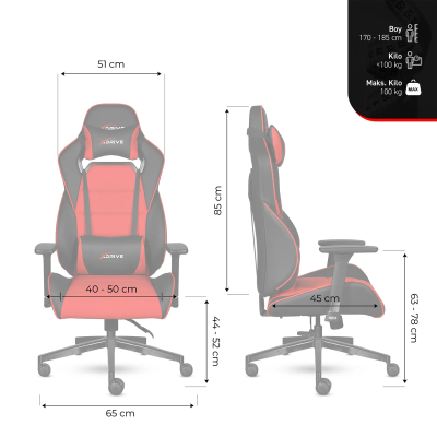xDrive GOKTURK Professional Gaming Chair Black/Black - 12