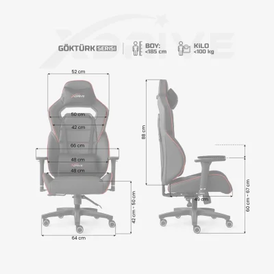 xDrive GOKTURK Professional Gaming Chair Black/Black - 4