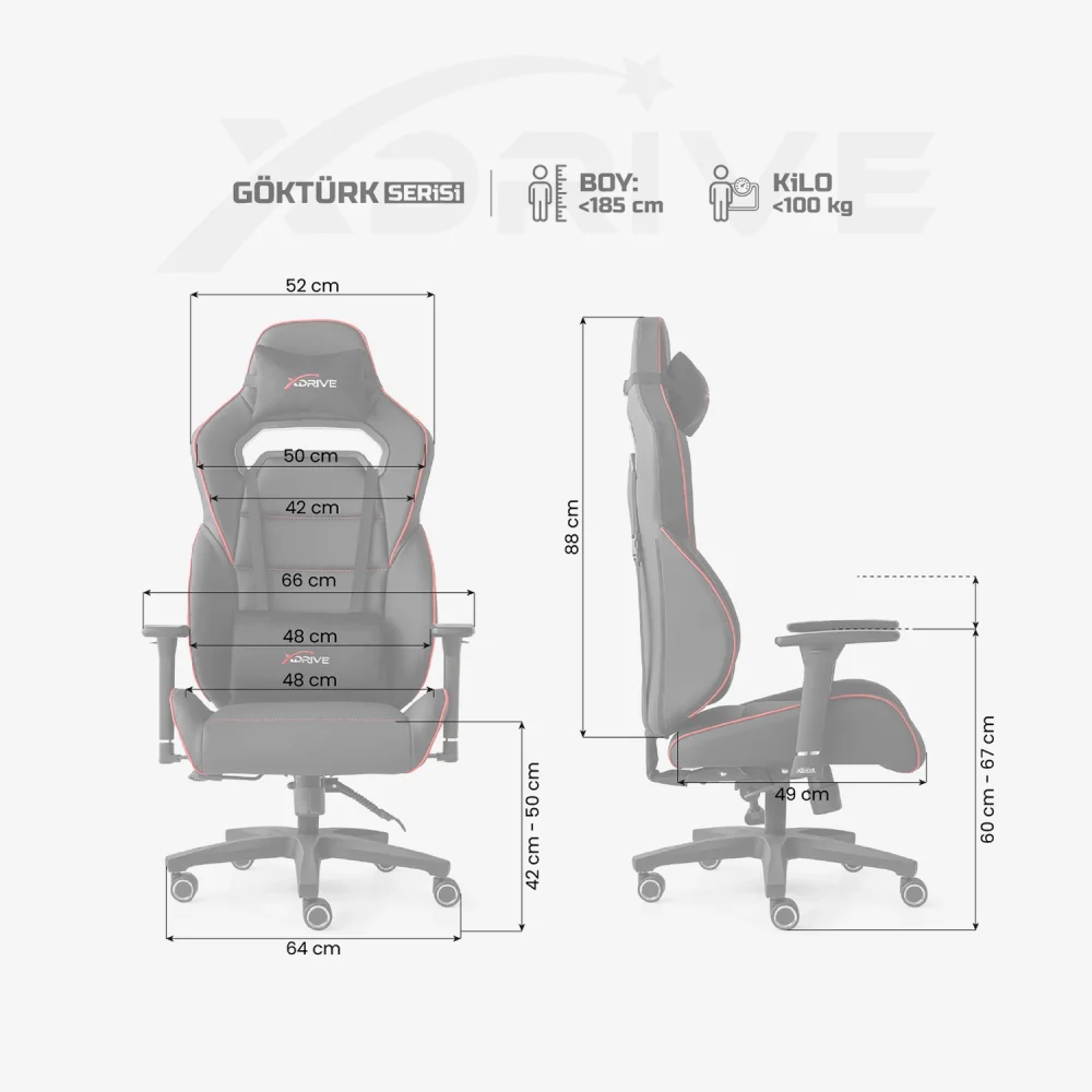 xDrive GOKTURK Professional Gaming Chair Black/Black - 4