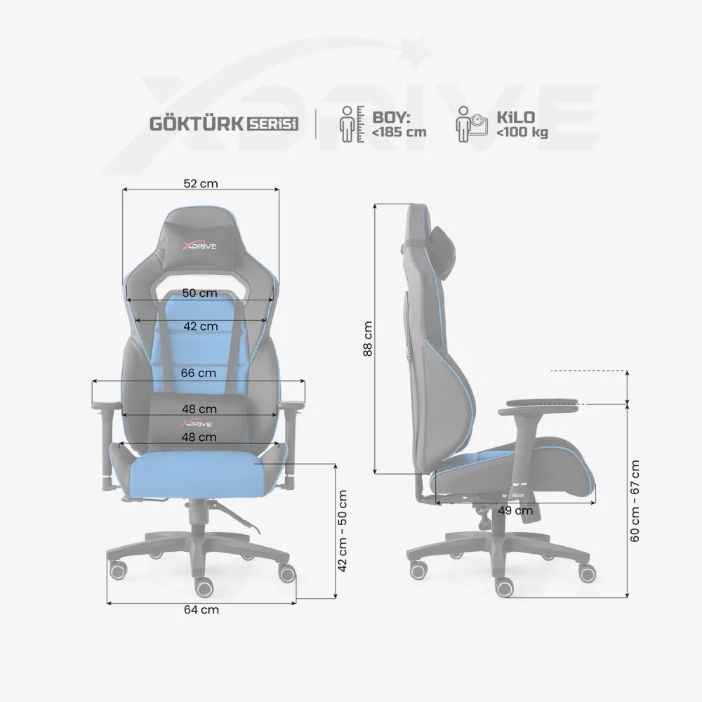 xDrive GOKTURK Professional Gaming Chair Blue/Black - 4
