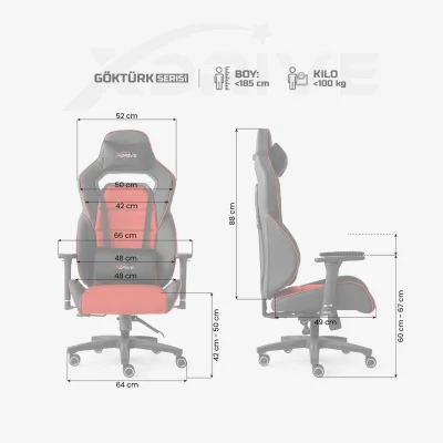 xDrive GOKTURK Professional Gaming Chair Red/Black - 4