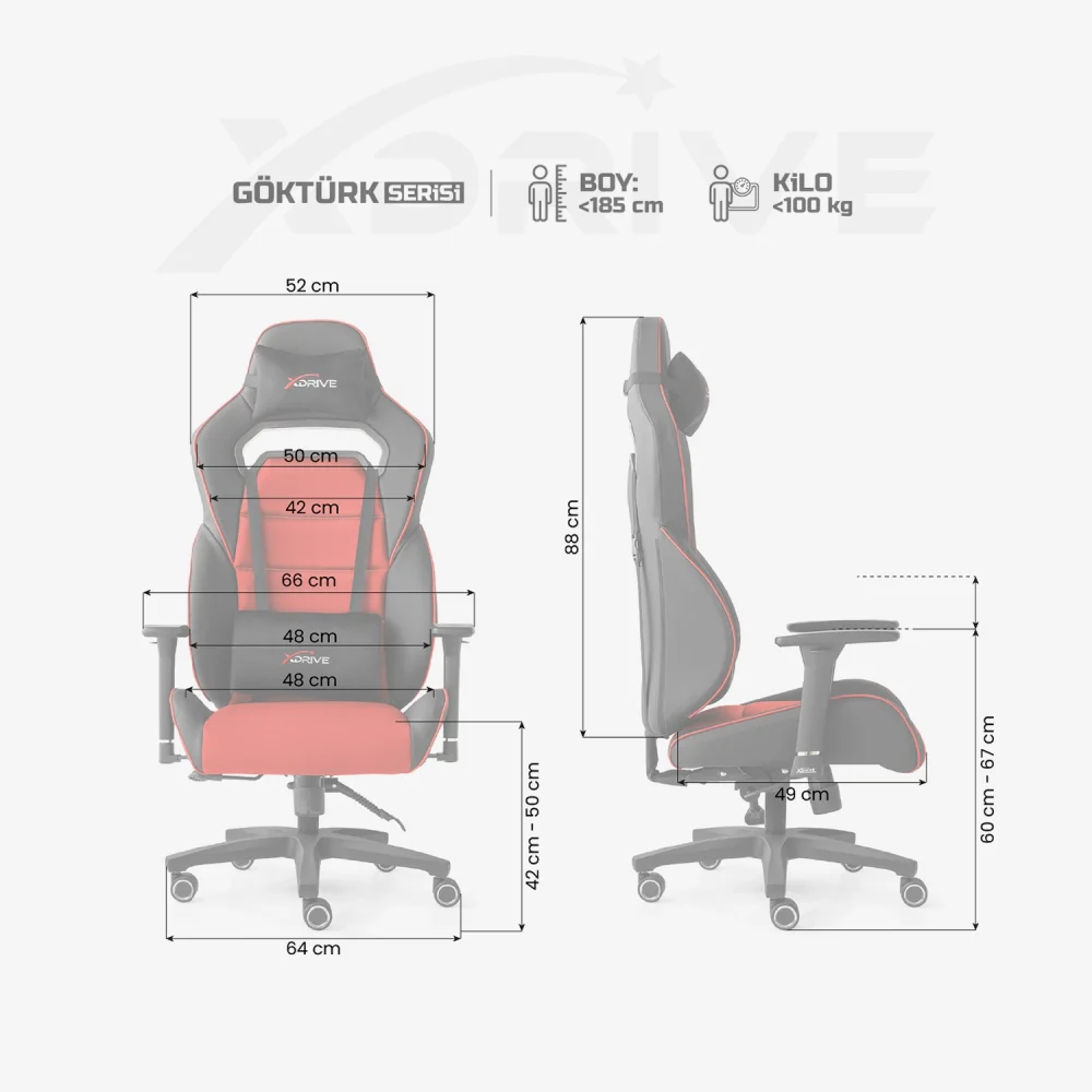 xDrive GOKTURK Professional Gaming Chair Red/Black - 4