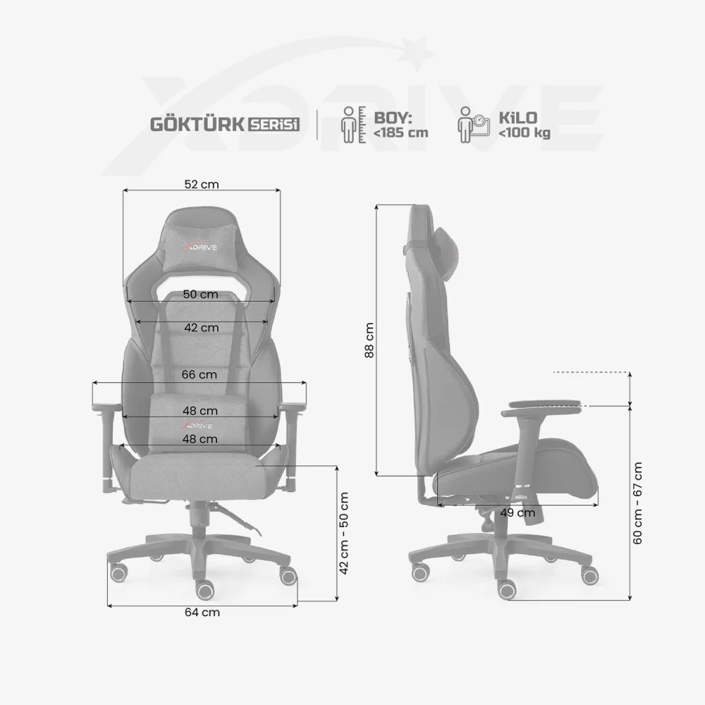 xDrive Göktürk Professional Gaming Chair Fabric Gray - 4