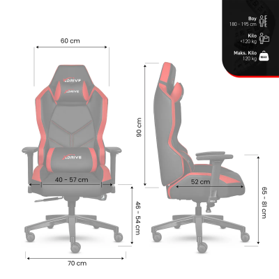 xDrive KASIRGA Massage Professional Gaming Chair Red/Black - 10