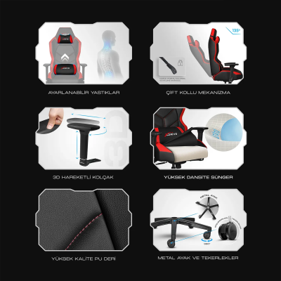 xDrive KASIRGA Professional Gaming Chair Black/Black - 5