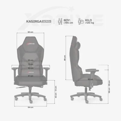 xDrive KASIRGA Professional Gaming Chair Black/Black - 4