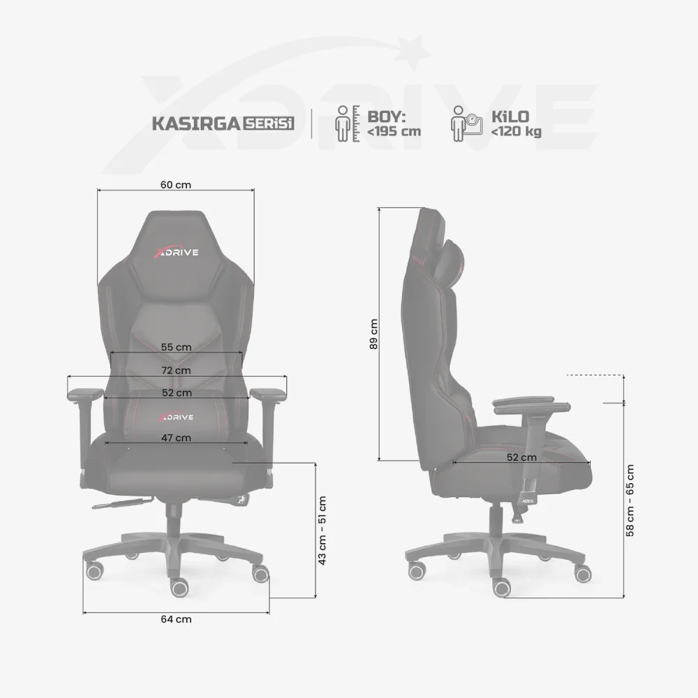xDrive KASIRGA Professional Gaming Chair Black/Black - 4