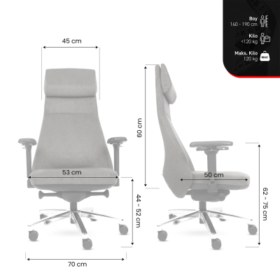 xDrive Business Konak Office Chair Large Fabric Grey - 10