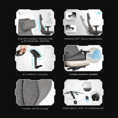 xDrive Business Konak Office Chair Large Fabric Grey - 8