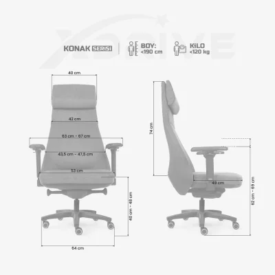 xDrive Business Konak Office Chair Large Fabric Grey - 4
