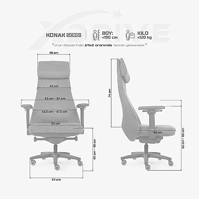 xDrive Business Konak Office Chair Large Fabric Grey - 4