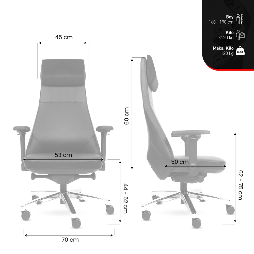 xDrive Business Konak Office Chair Large Leather Red - 10