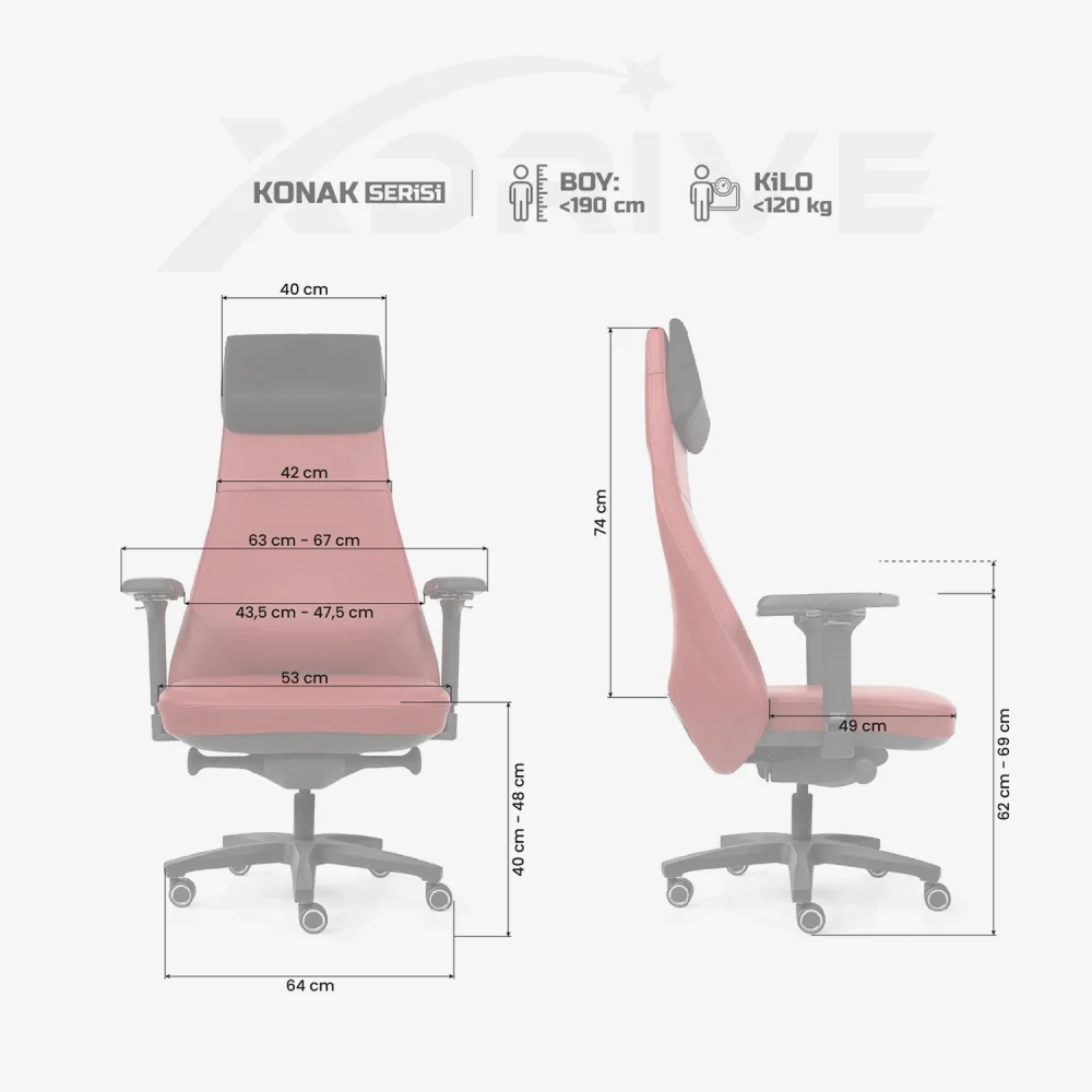 xDrive Business Konak Office Chair Large Leather Red - 4