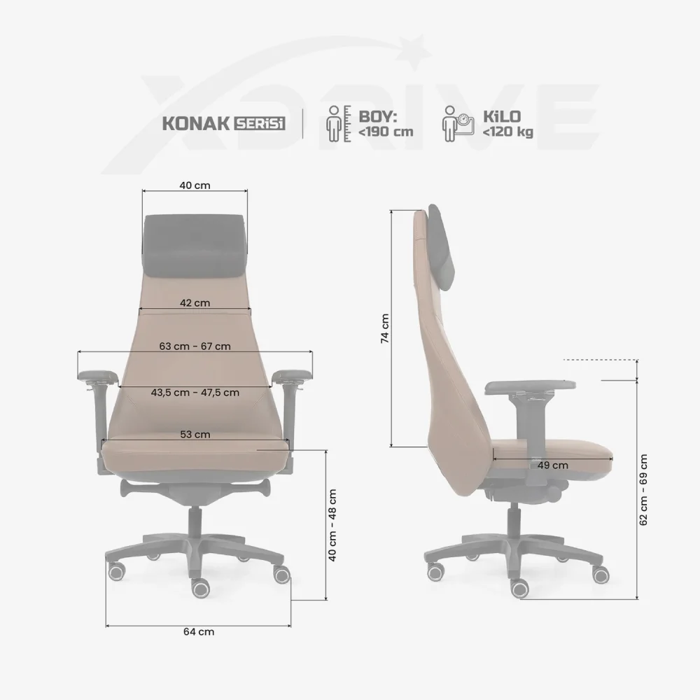 xDrive Business Konak Office Chair Large Leather Tan - 4