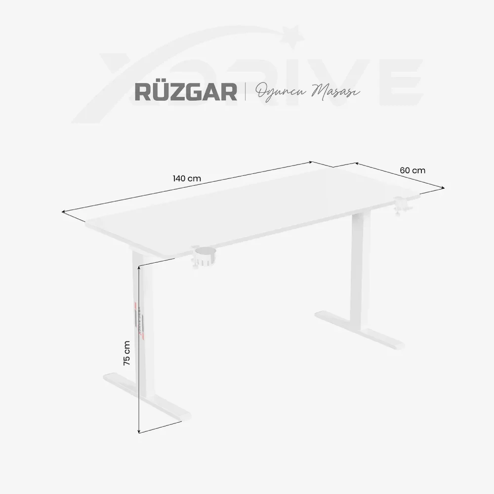 xDrive Rüzgar Oyuncu Masası Beyaz (140x60) - 4