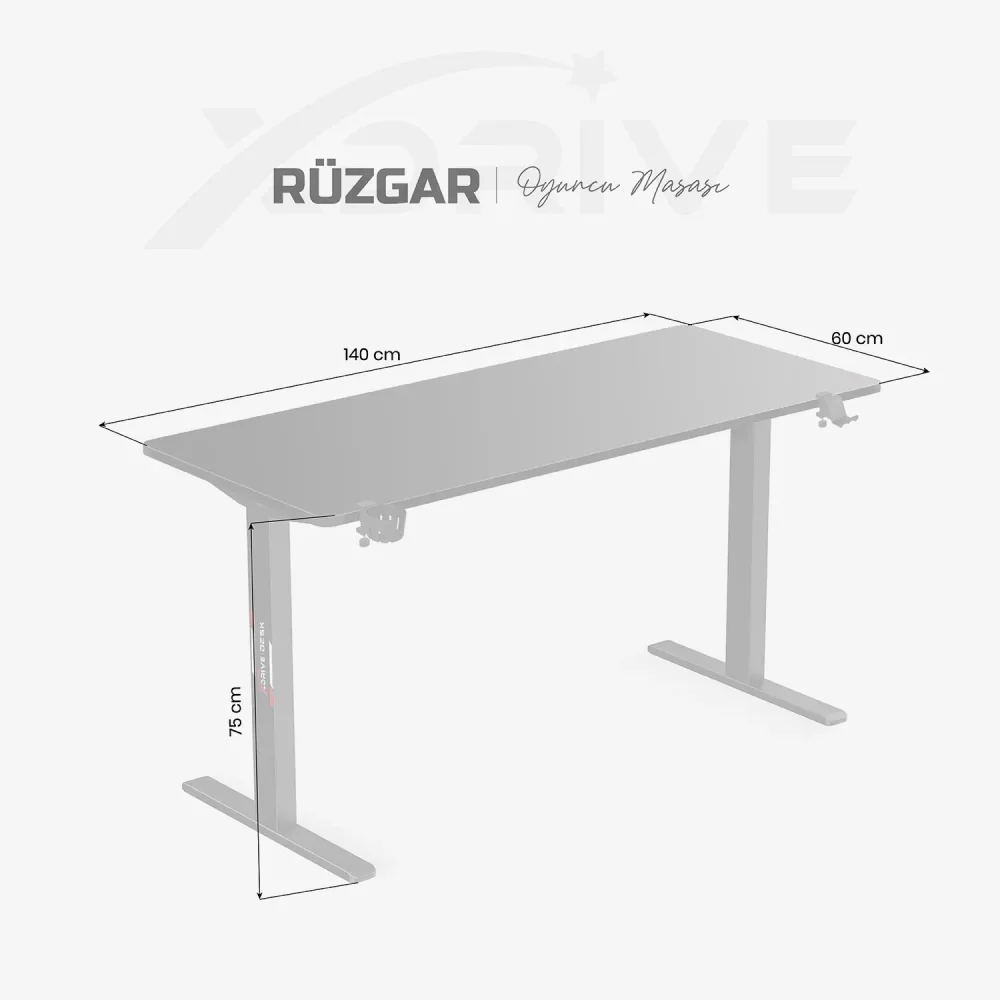 xDrive Rüzgar Oyuncu Masası Siyah (140x60) - 4