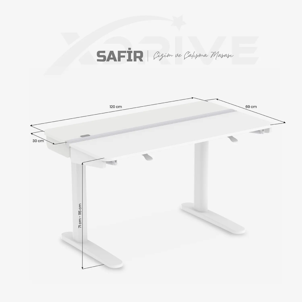 xDrive Safir Height Adjustable Drawing and Office Desk - 4