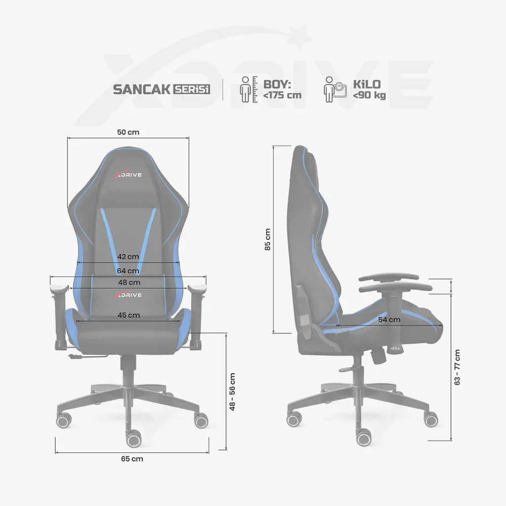xDrive SANCAK Professional Gaming Chair Blue / Black - 4