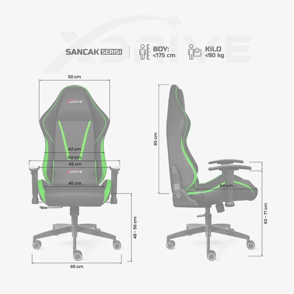 xDrive SANCAK Professional Gaming Chair Green / Black - 4