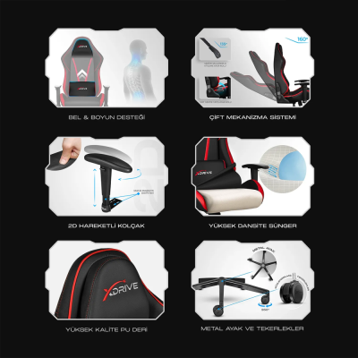 xDrive SANCAK Professional Gaming Chair Pink / White - 8