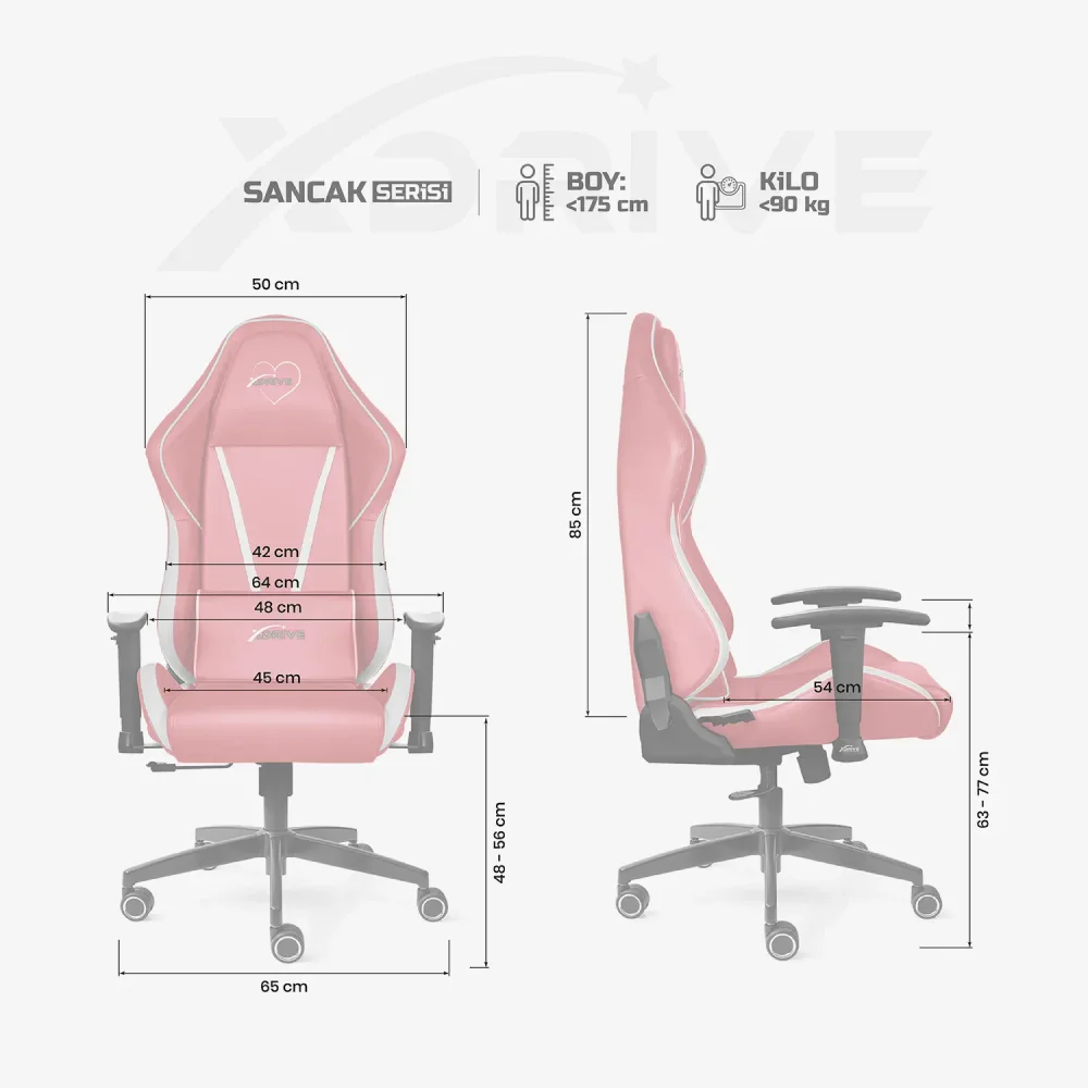 xDrive SANCAK Professional Gaming Chair Pink / White - 4
