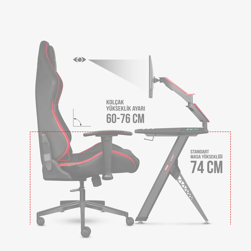 xDrive SANCAK Professional Gaming Chair Red / Black - 9