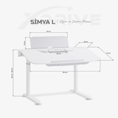 xDrive Simya Yükseklik Ayarlı Çizim ve Çalışma Masası 120X72 - 4