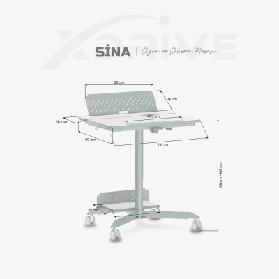 xDrive Sina Yükseklik Ayarlı Çizim ve Çalışma Masası Yeşil/Beyaz 78x60 - 4