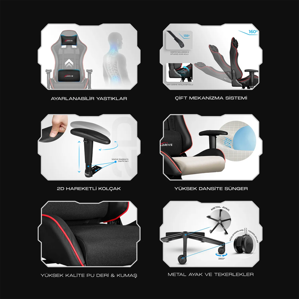 xDrive TORYUM Professional Gaming Chair Black/Black - 8