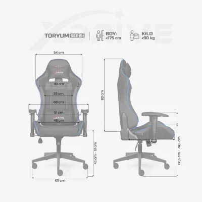 xDrive TORYUM Professional Gaming Chair Blue/Black - 4