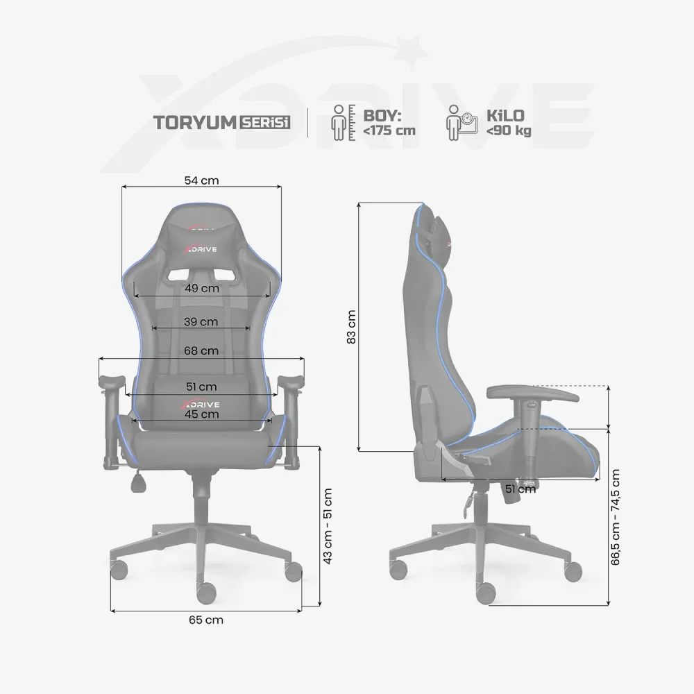 xDrive TORYUM Professional Gaming Chair Blue/Black - 4