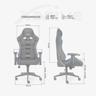xDrive TORYUM Professional Gaming Chair Blue/Black - 4