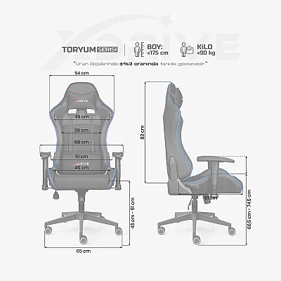 xDrive TORYUM Professional Gaming Chair Blue/Black - 4