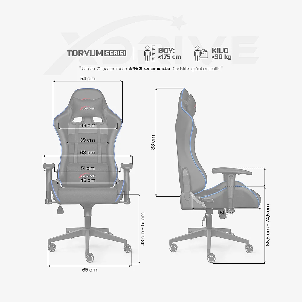 xDrive TORYUM Professional Gaming Chair Blue/Black - 4