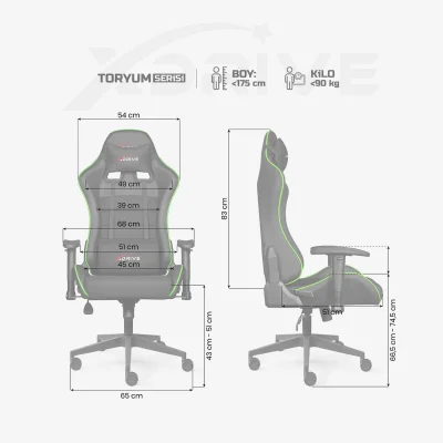 xDrive TORYUM Professional Gaming Chair Green/Black - 4