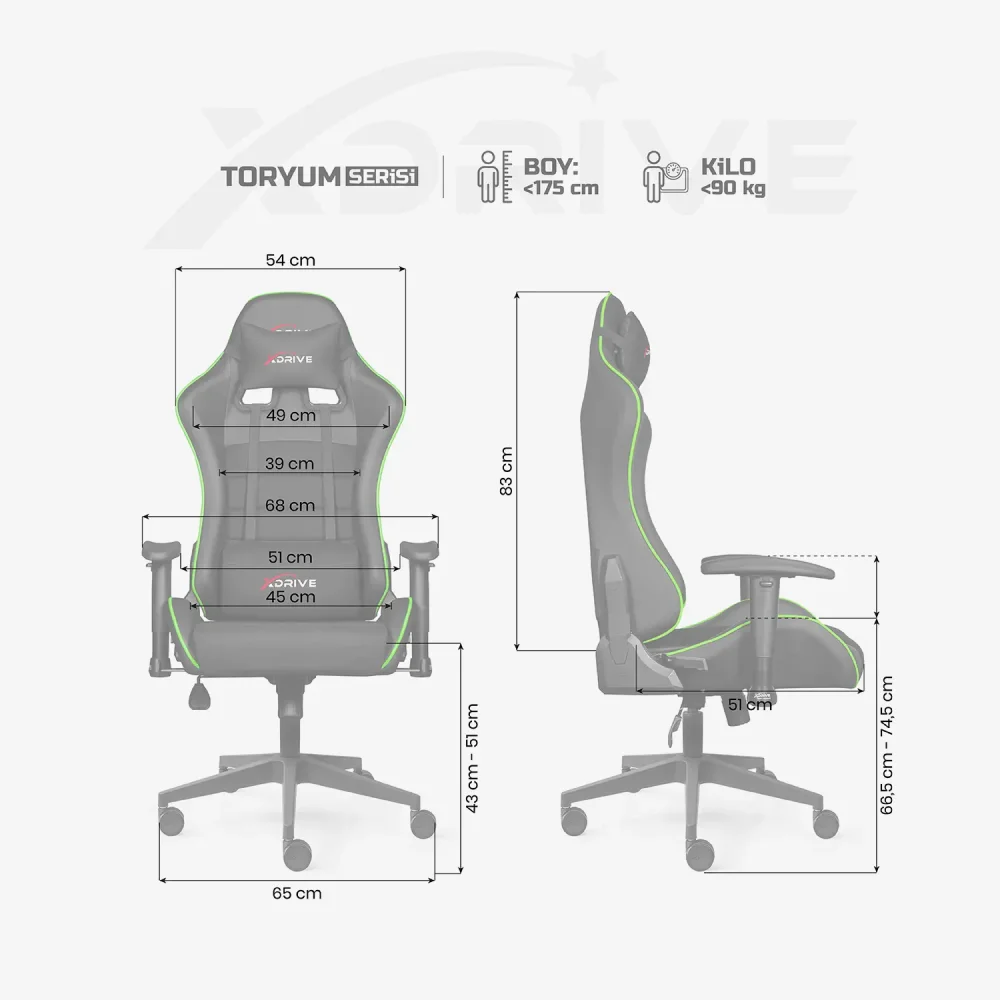 xDrive TORYUM Professional Gaming Chair Green/Black - 4