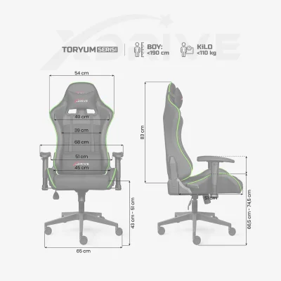 xDrive TORYUM Professional Gaming Chair Green/Black - 4