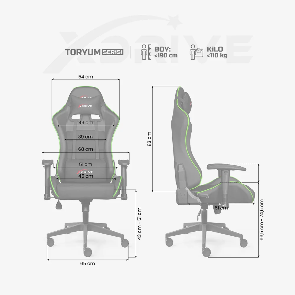 xDrive TORYUM Professional Gaming Chair Green/Black - 4