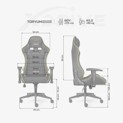 xDrive TORYUM Professional Gaming Chair Yellow/Black - 4