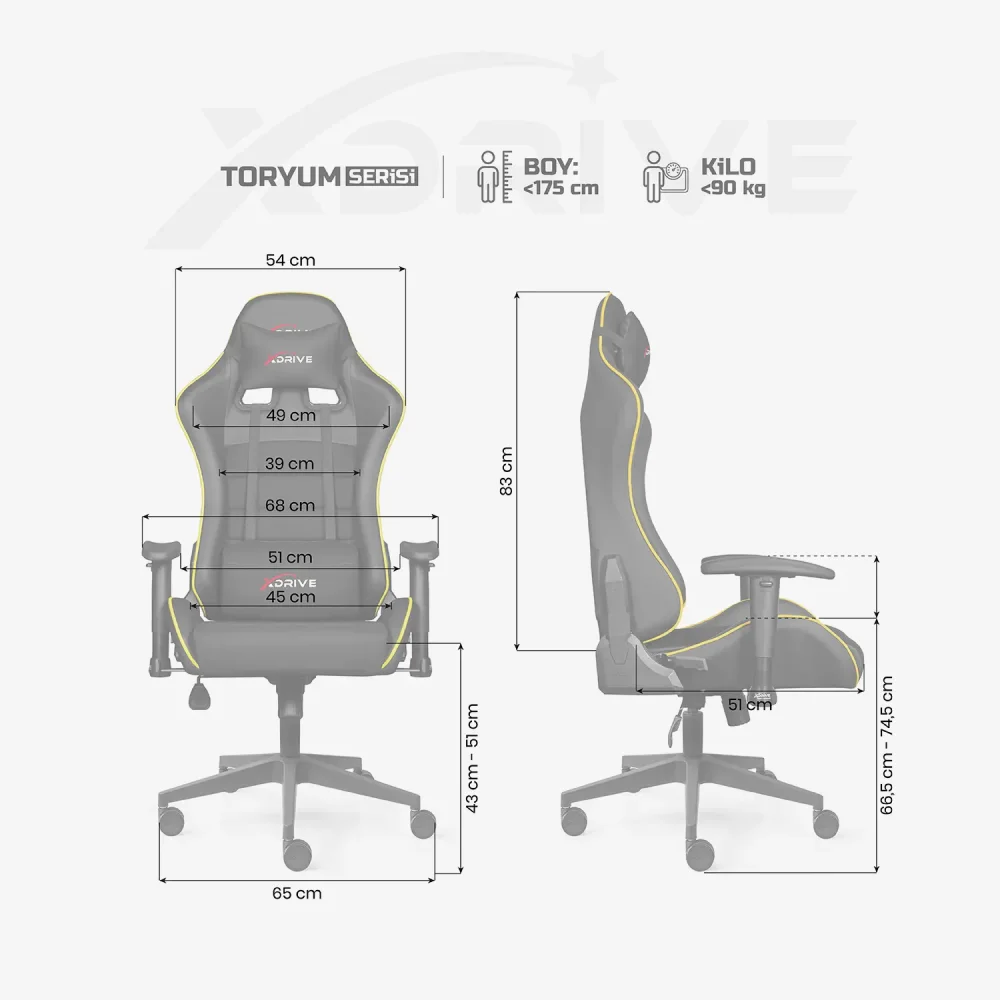 xDrive TORYUM Professional Gaming Chair Yellow/Black - 4