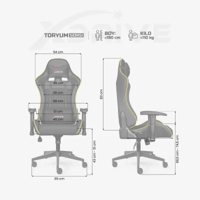 xDrive TORYUM Professional Gaming Chair Yellow/Black - 4