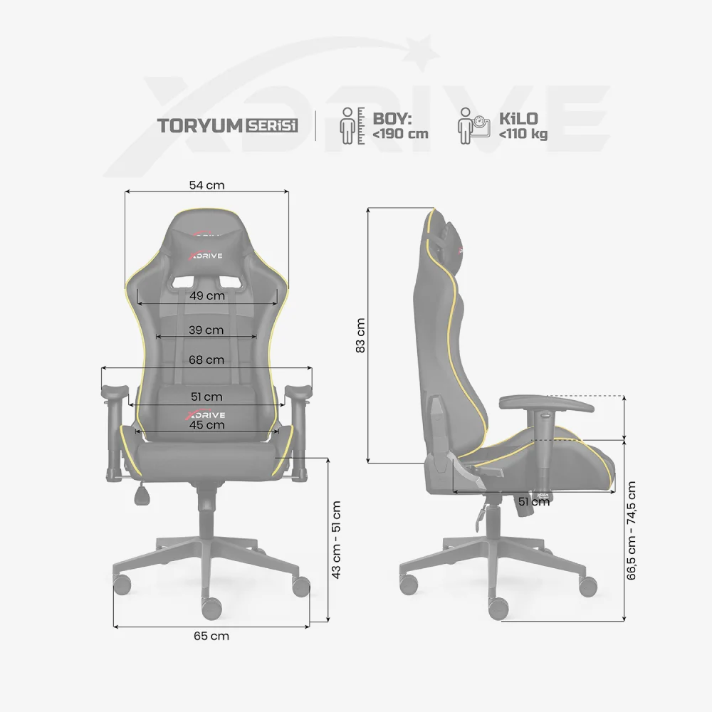 xDrive TORYUM Professional Gaming Chair Yellow/Black - 4