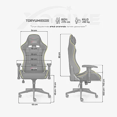 xDrive TORYUM Professional Gaming Chair Yellow/Black - 4