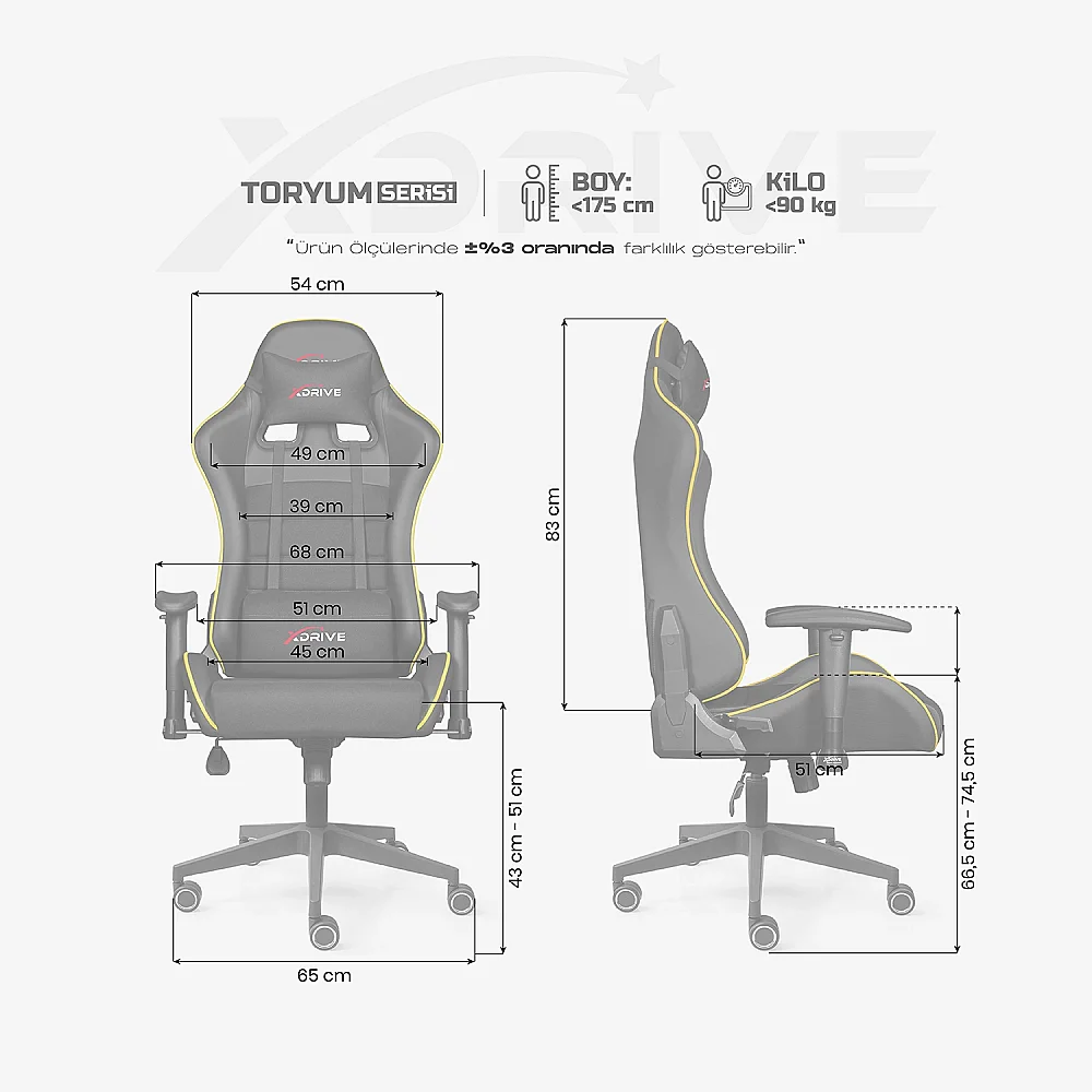 xDrive TORYUM Professional Gaming Chair Yellow/Black - 4
