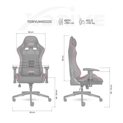 xDrive Gaming Chair Toryum Oyuncu Koltuğu Kırmızı/Siyah - 4