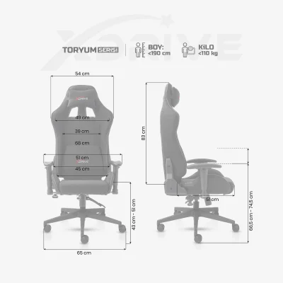 xDrive Toryum Profesyonel Oyuncu Koltuğu Kumaş Siyah - 4