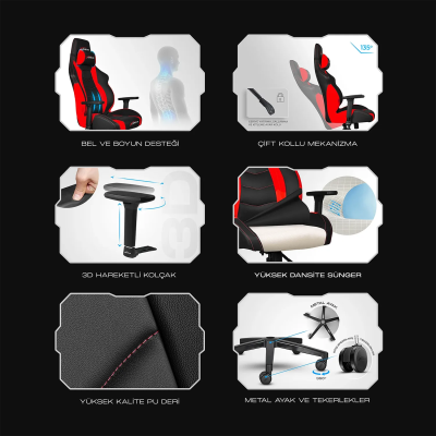 xDrive TUFAN Professional Gaming Chair Black/Black - 8
